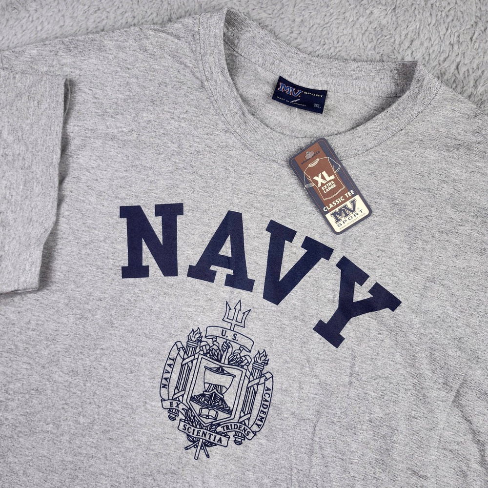 U.S. Naval Academy T-Shirt Mens XL MV Sport Navy Crest Gray Collegiate Arch